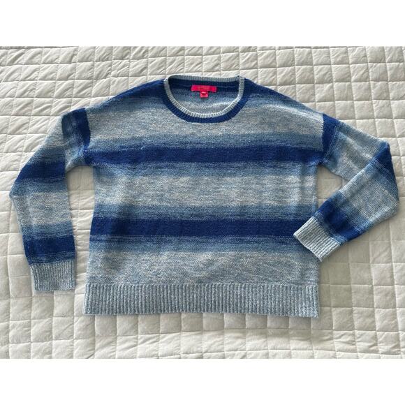 LILLY PULITZER Womens Sweater Large Blue Elannie Grotto Ombre Stripe Preppy - Picture 1 of 12